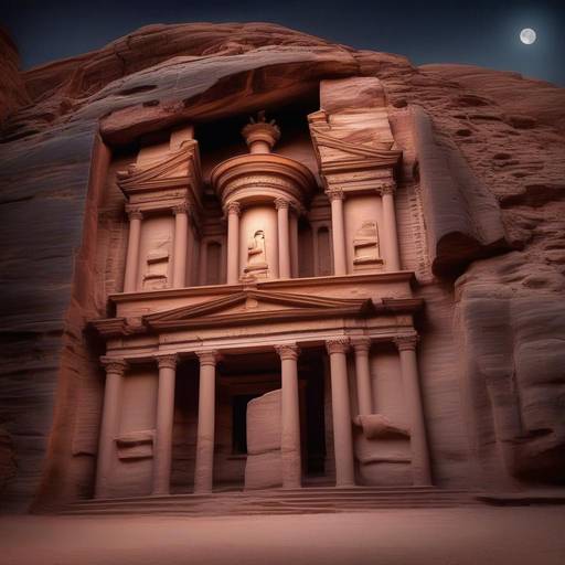 Arquitectura nocturna en Petra: descubre los monumentos bajo la luz de la luna